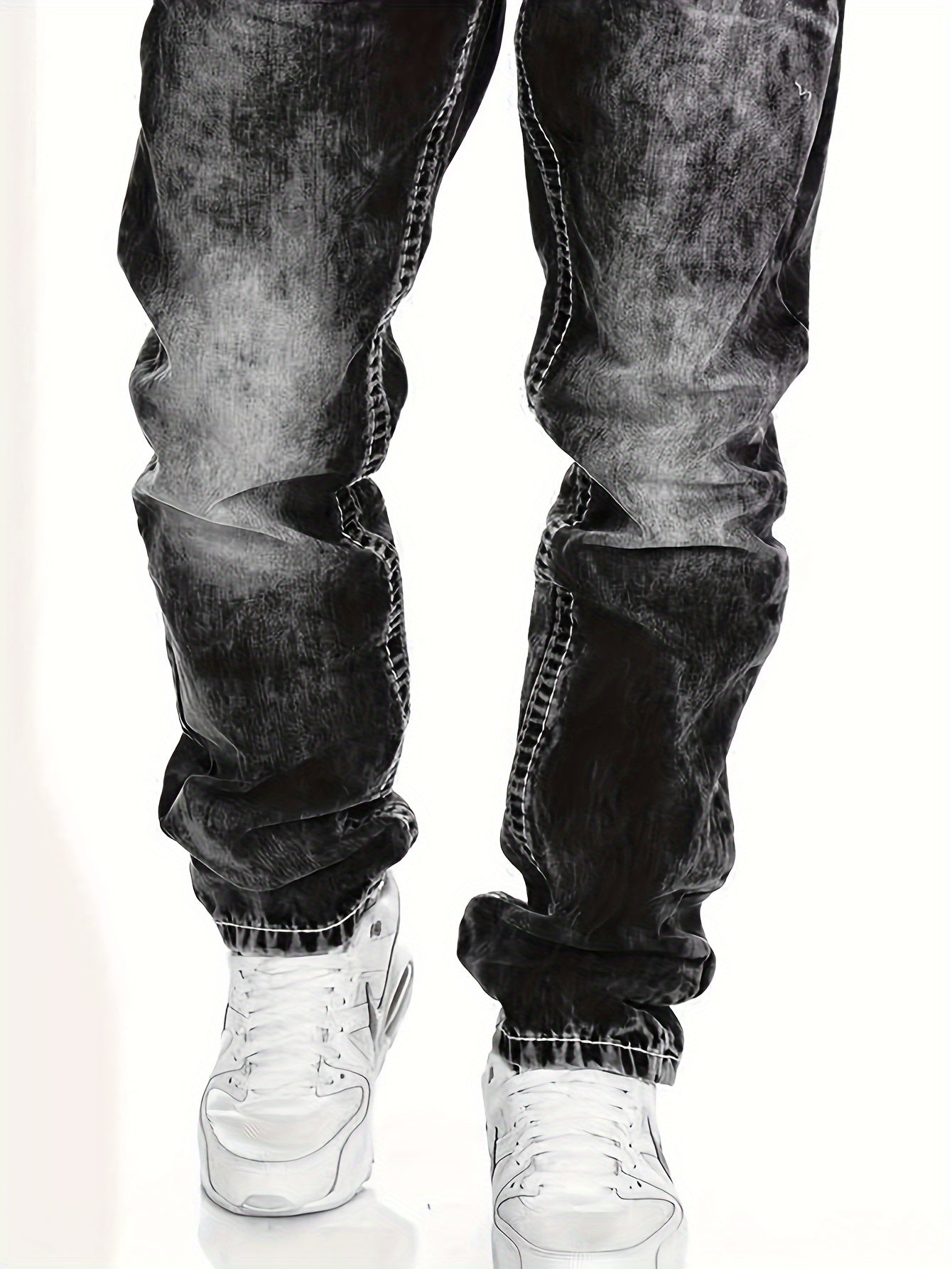 Men's Slim Fit Jeans - Black Denim Distressed – Sizes S–XXL – view 8