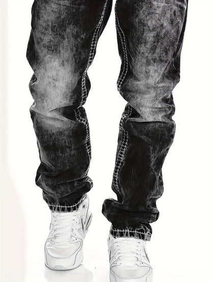 Men's Slim Fit Jeans - Black Denim Distressed – Sizes S–XXL – view 8