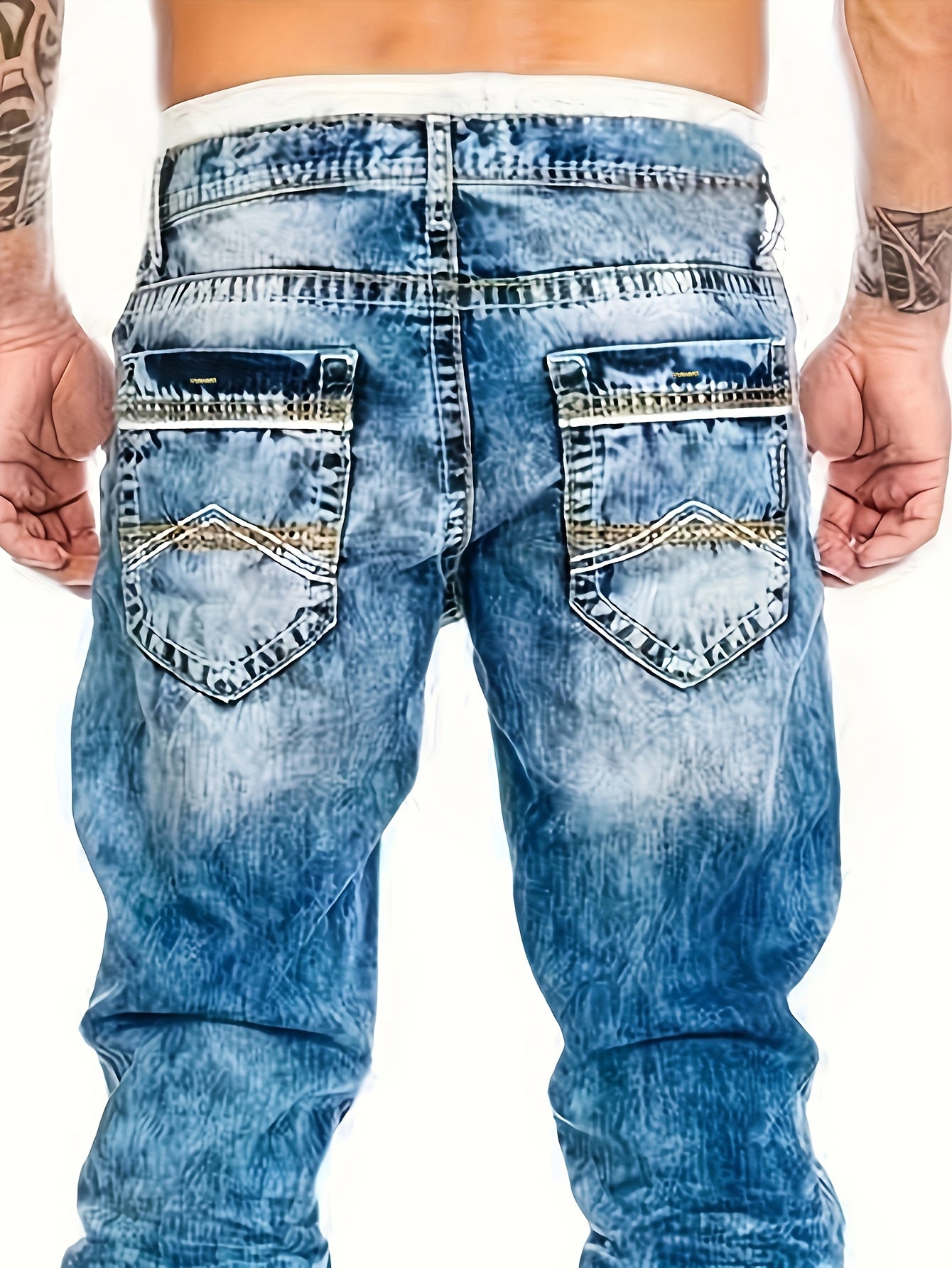 Men's Slim Fit Jeans - Black Denim Distressed – Sizes S–XXL – view 9