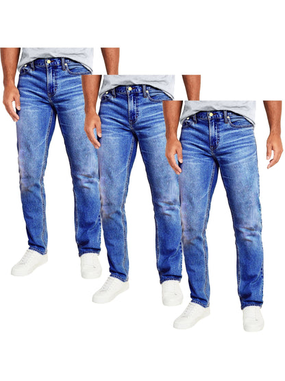 Men's Slim Fit Jeans - Classic Wash Clean Finish – 10-Color Selection – Blue option – view 7
