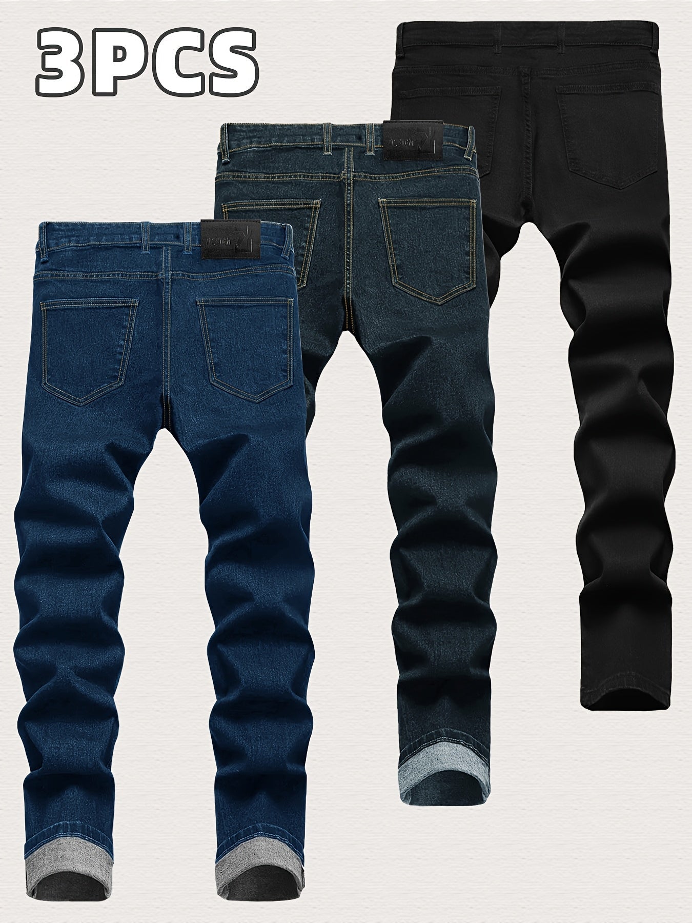 Men's Slim Fit Jeans - Classic Wash Clean Finish – Black Dark Blue – view 8