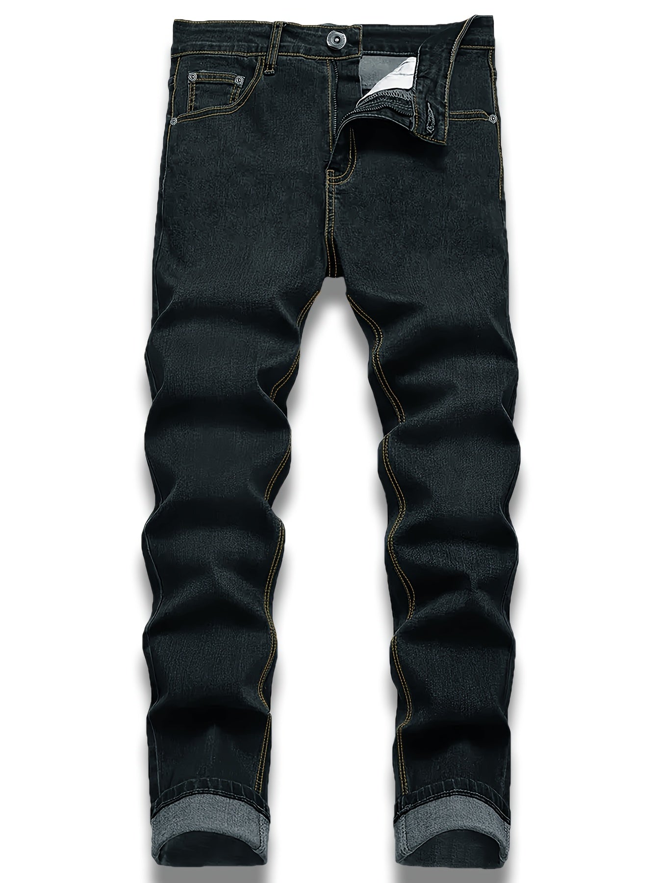 Men's Slim Fit Jeans - Classic Wash Clean Finish – Black Dark Blue – view 11