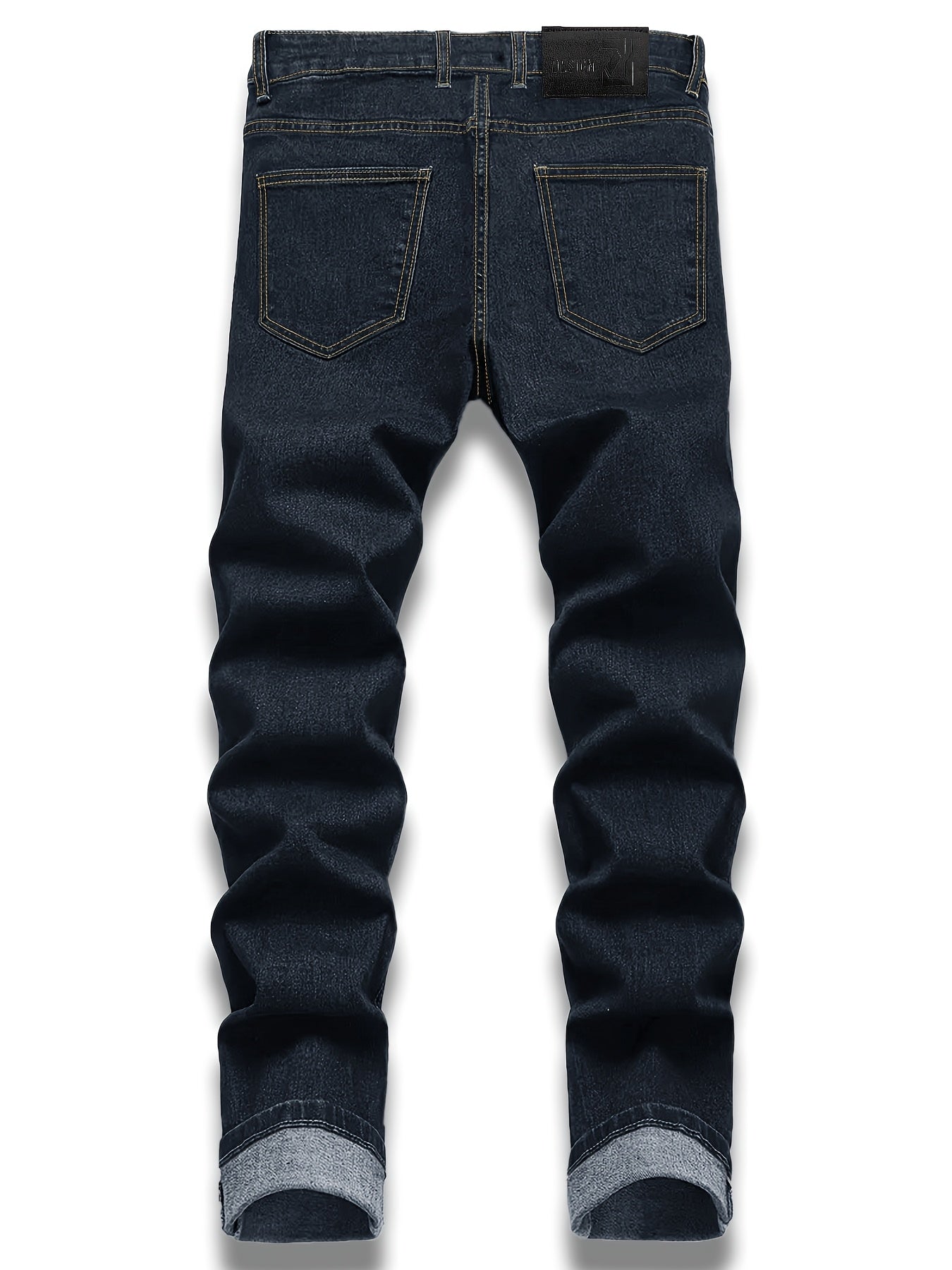 Men's Slim Fit Jeans - Classic Wash Clean Finish – Black Dark Blue – view 12