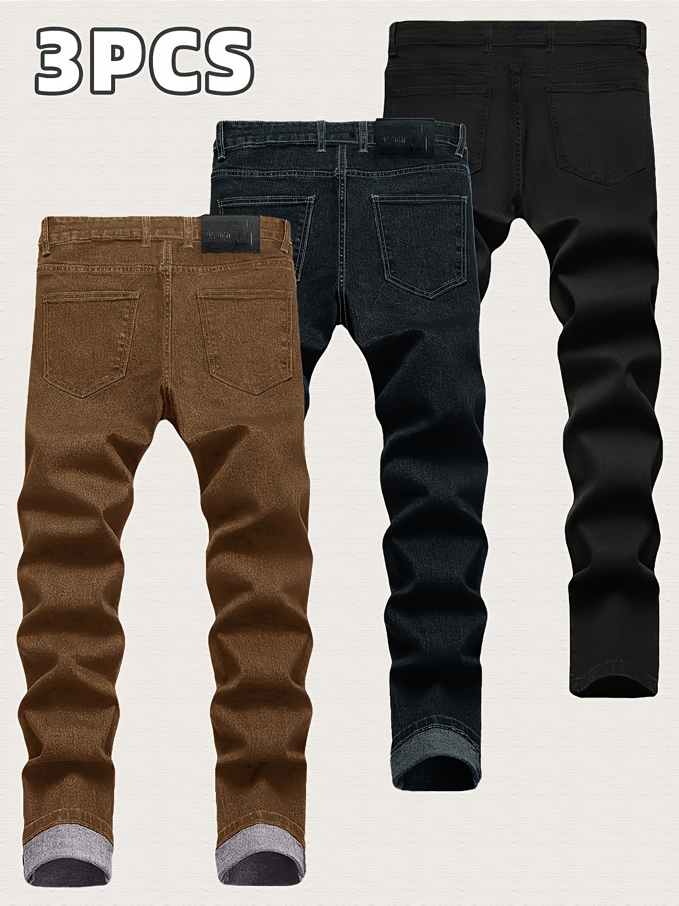 Men's Slim Fit Jeans - Classic Wash Clean Finish – Black Khaki Dark – view 2