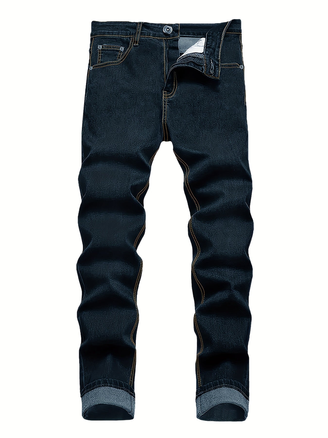 Men's Slim Fit Jeans - Classic Wash Clean Finish – Black Khaki Dark – view 15