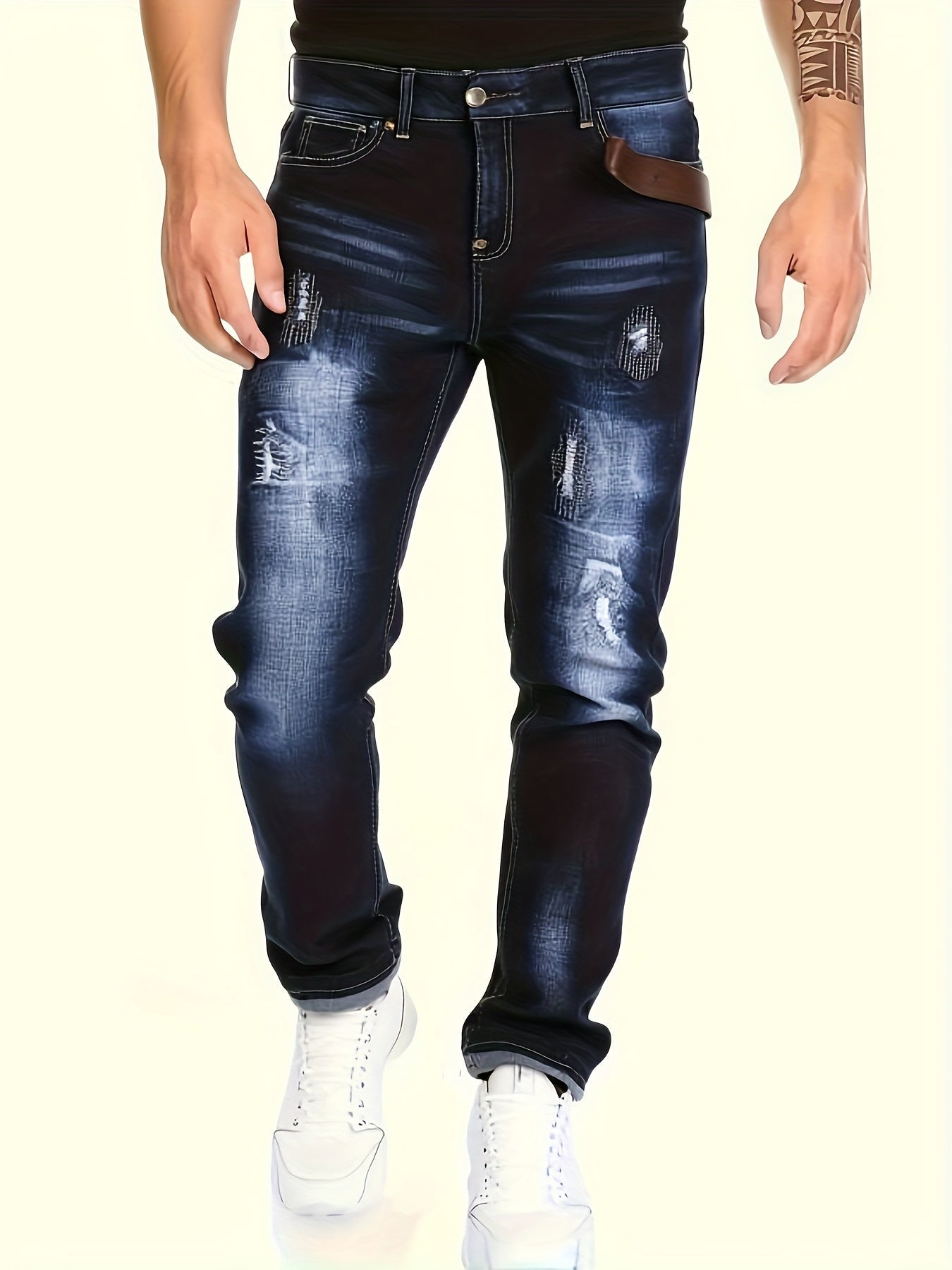 Men's Slim Fit Jeans - Classic Wash Clean Finish – Blue Denim – view 2
