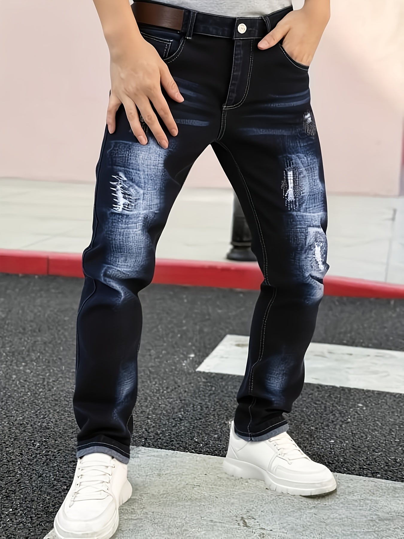 Men's Slim Fit Jeans - Classic Wash Clean Finish – Blue Denim – view 3