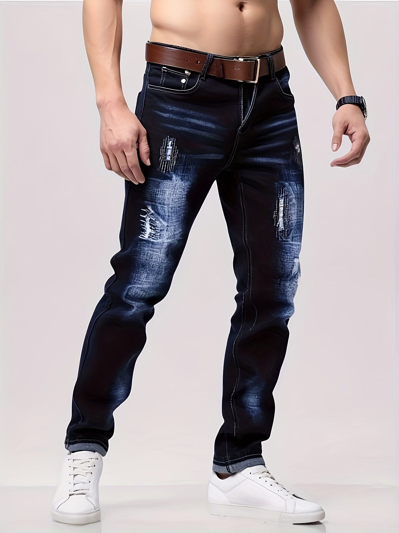 Men's Slim Fit Jeans - Classic Wash Clean Finish – Blue Denim – view 4