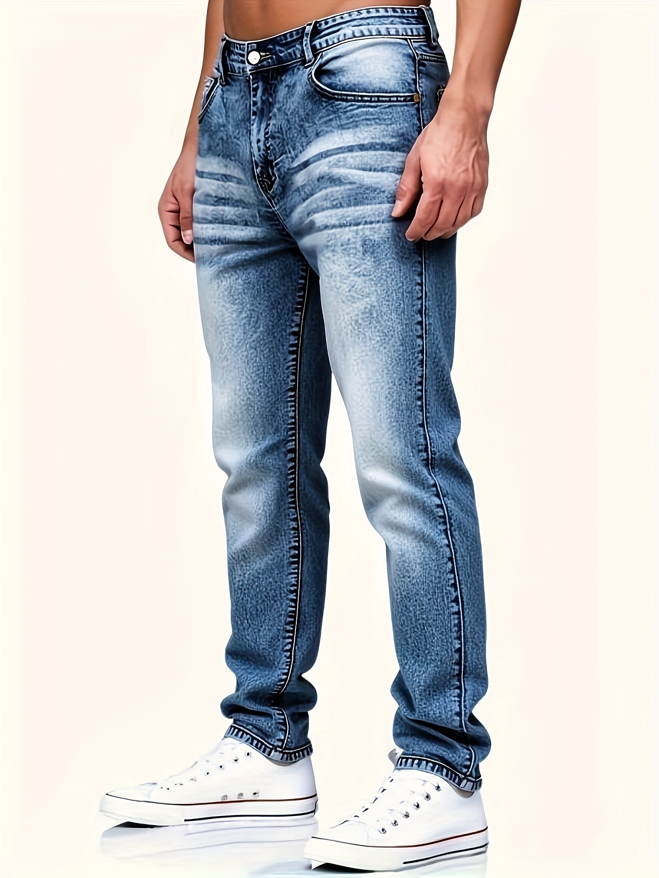 Men's Slim Fit Jeans - Classic Wash Clean Finish – Blue Denim Slim-Fit – view 5