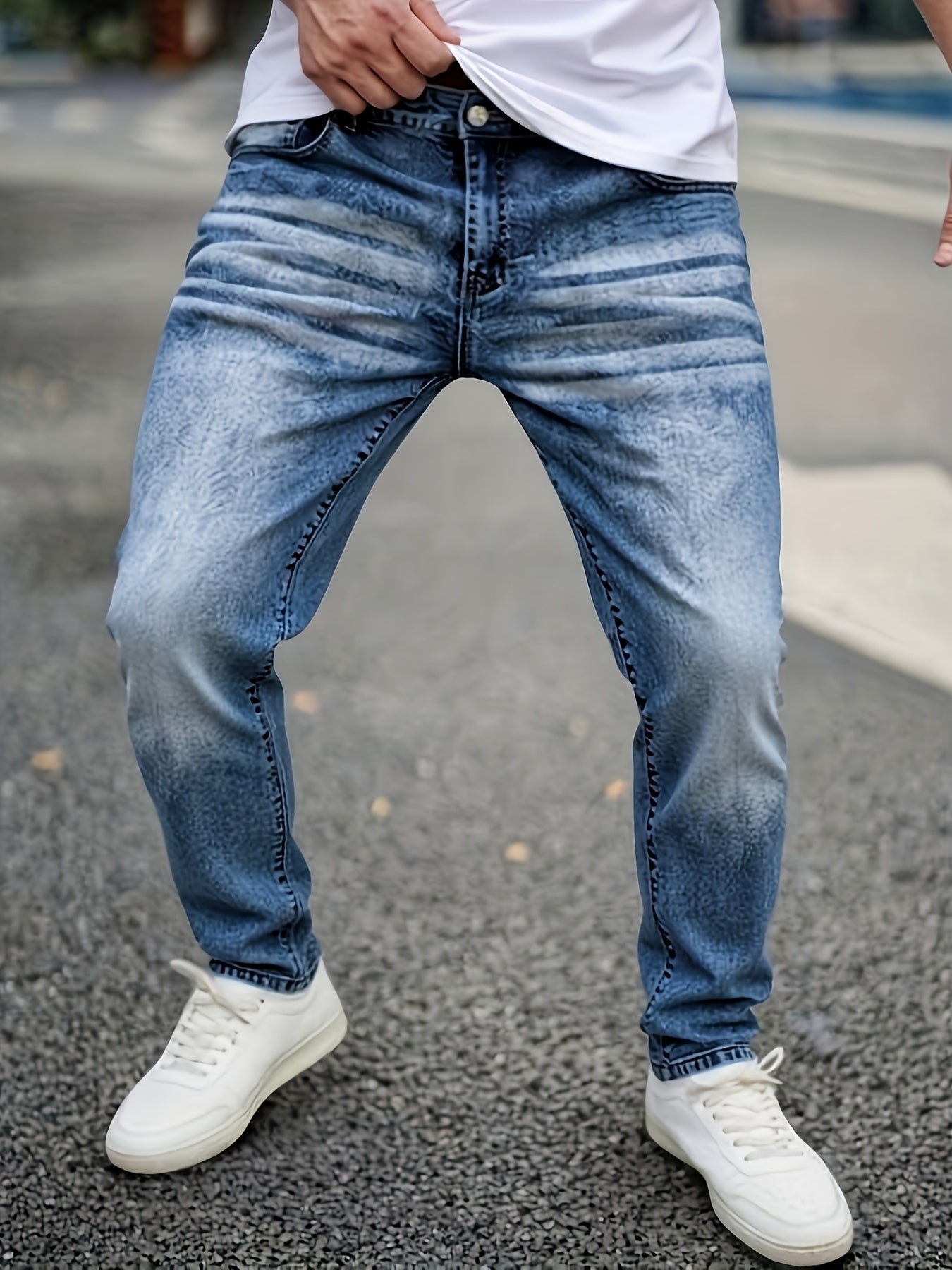 Men's Slim Fit Jeans - Classic Wash Clean Finish – Blue Denim Slim-Fit – view 10