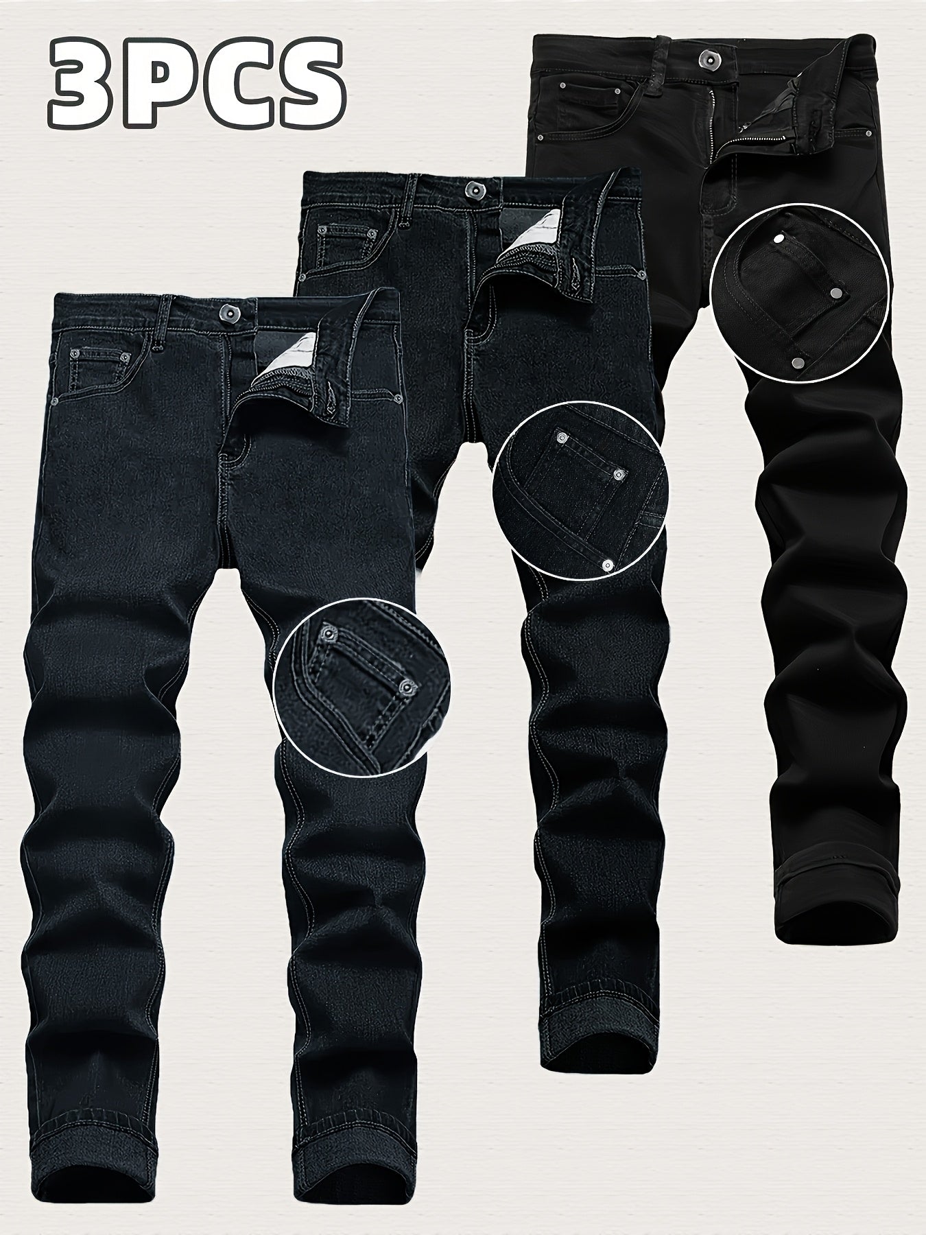 Men's Slim Fit Jeans - Classic Wash Clean Finish – Sizes 40 – view 3