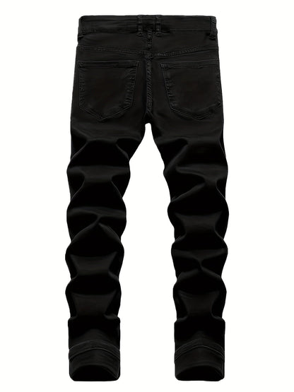 Men's Slim Fit Jeans - Classic Wash Clean Finish Streetwear – Black & Army Green & Dark Blue – view 2