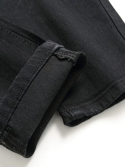 Men's Slim Fit Jeans - Classic Wash Clean Finish Streetwear – Black & Army Green & Dark Blue – view 5