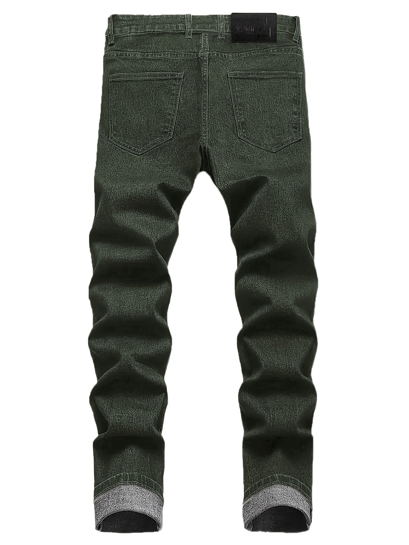 Men's Slim Fit Jeans - Classic Wash Clean Finish Streetwear – Black & Army Green & Dark Blue – view 6