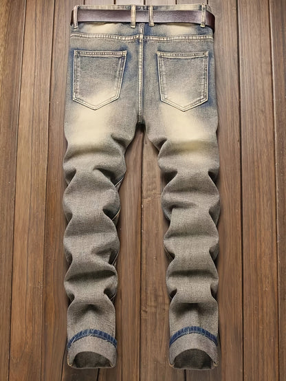 Men's Slim Fit Jeans - Classic Wash Clean Finish Streetwear – Mud Yellow – view 2
