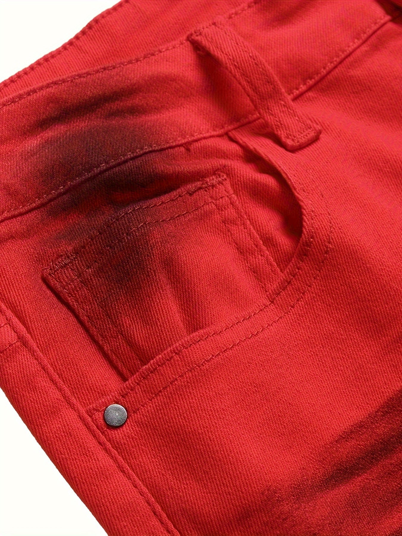 Men's Slim Fit Jeans - Classic Wash Clean Finish Streetwear – Red – view 4
