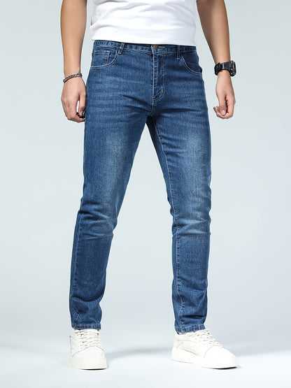 Men's Slim Fit Jeans - Classic Wash Clean Finish Streetwear – Royal Blue – view 3