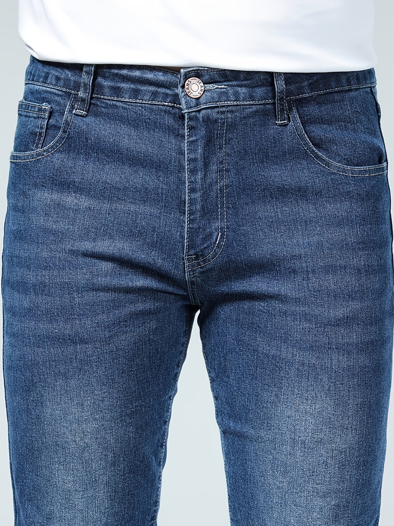 Men's Slim Fit Jeans - Classic Wash Clean Finish Streetwear – Royal Blue – view 4