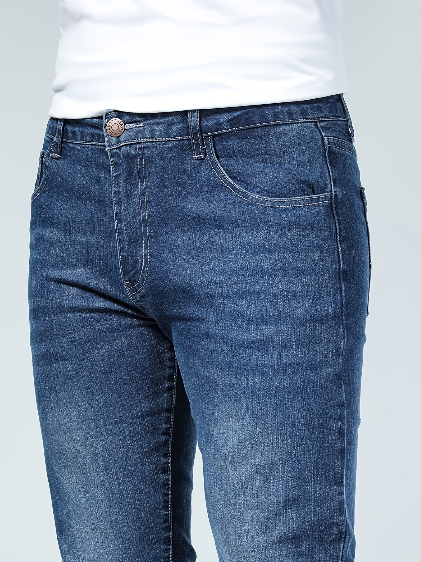 Men's Slim Fit Jeans - Classic Wash Clean Finish Streetwear – Royal Blue – view 5