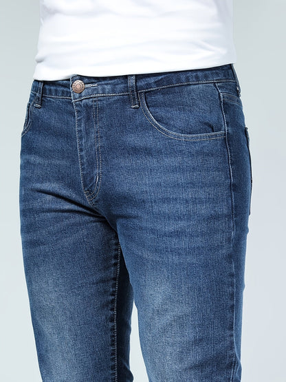 Men's Slim Fit Jeans - Classic Wash Clean Finish Streetwear – Royal Blue – view 5