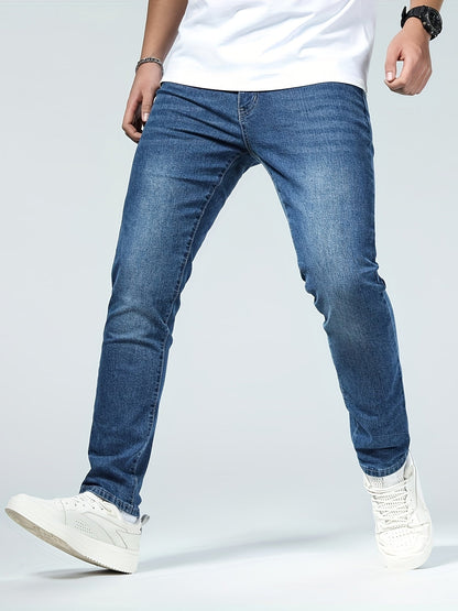 Men's Slim Fit Jeans - Classic Wash Clean Finish Streetwear – Royal Blue – view 6