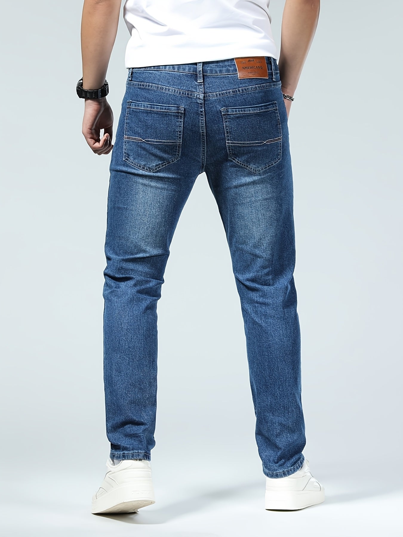 Men's Slim Fit Jeans - Classic Wash Clean Finish Streetwear – Royal Blue – view 7