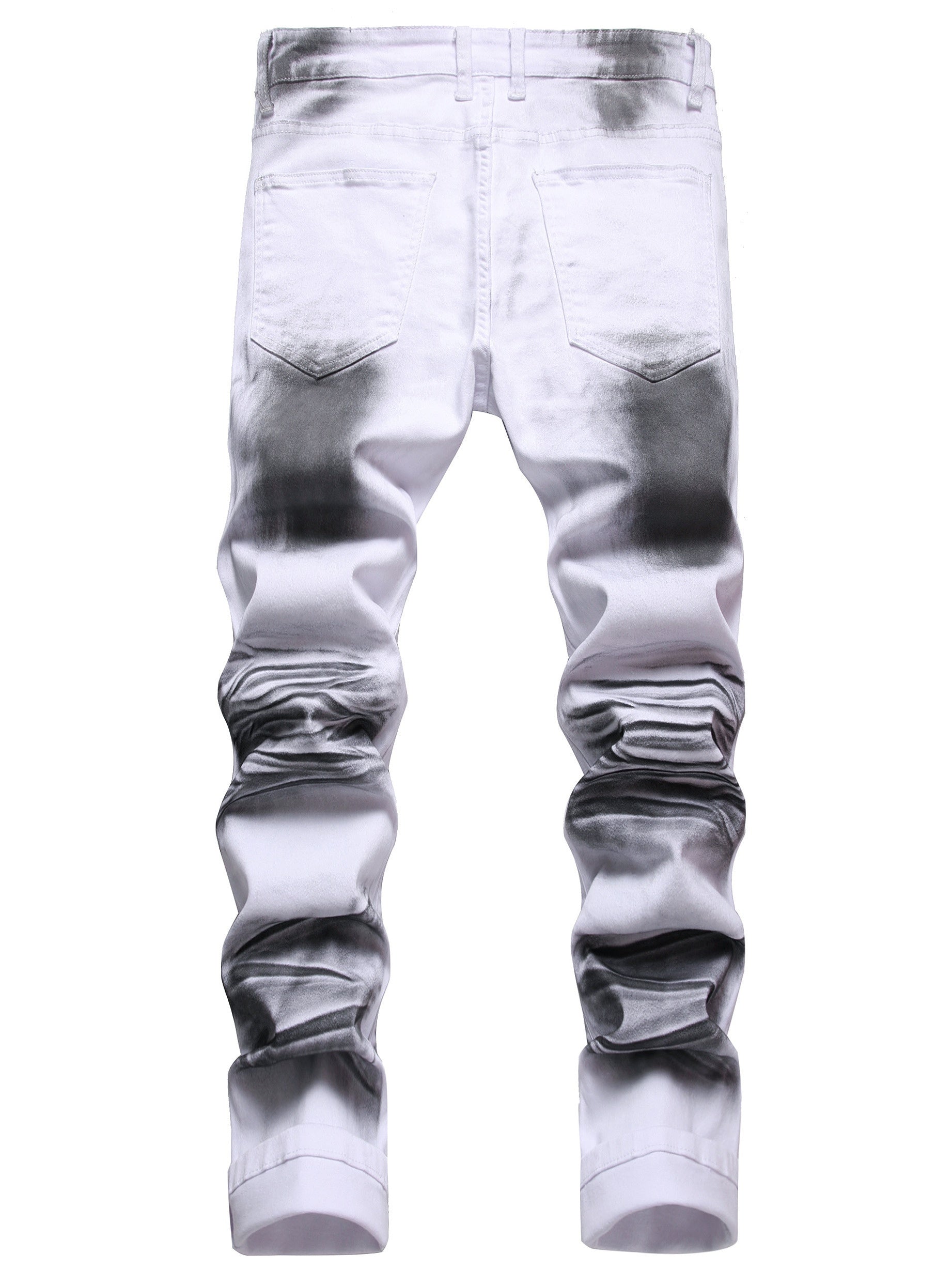 Men's Slim Fit Jeans - Classic Wash Clean Finish Streetwear – White – view 2