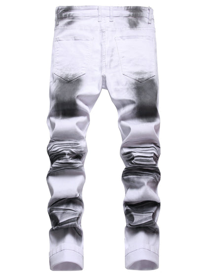 Men's Slim Fit Jeans - Classic Wash Clean Finish Streetwear – White – view 2