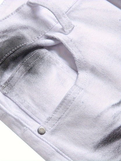 Men's Slim Fit Jeans - Classic Wash Clean Finish Streetwear – White – view 4