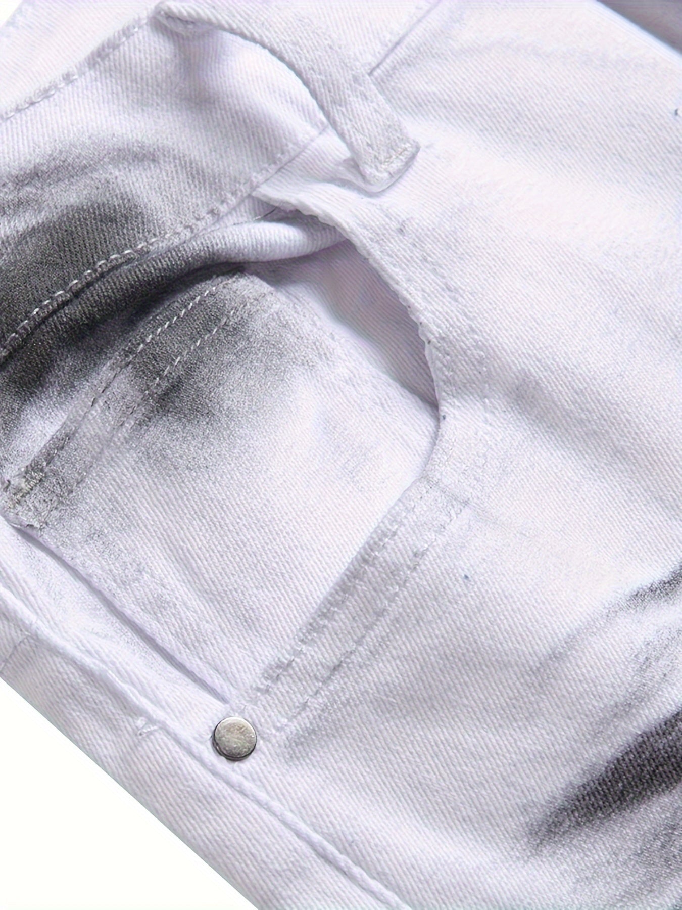 Men's Slim Fit Jeans - Classic Wash Clean Finish Streetwear – White – view 9