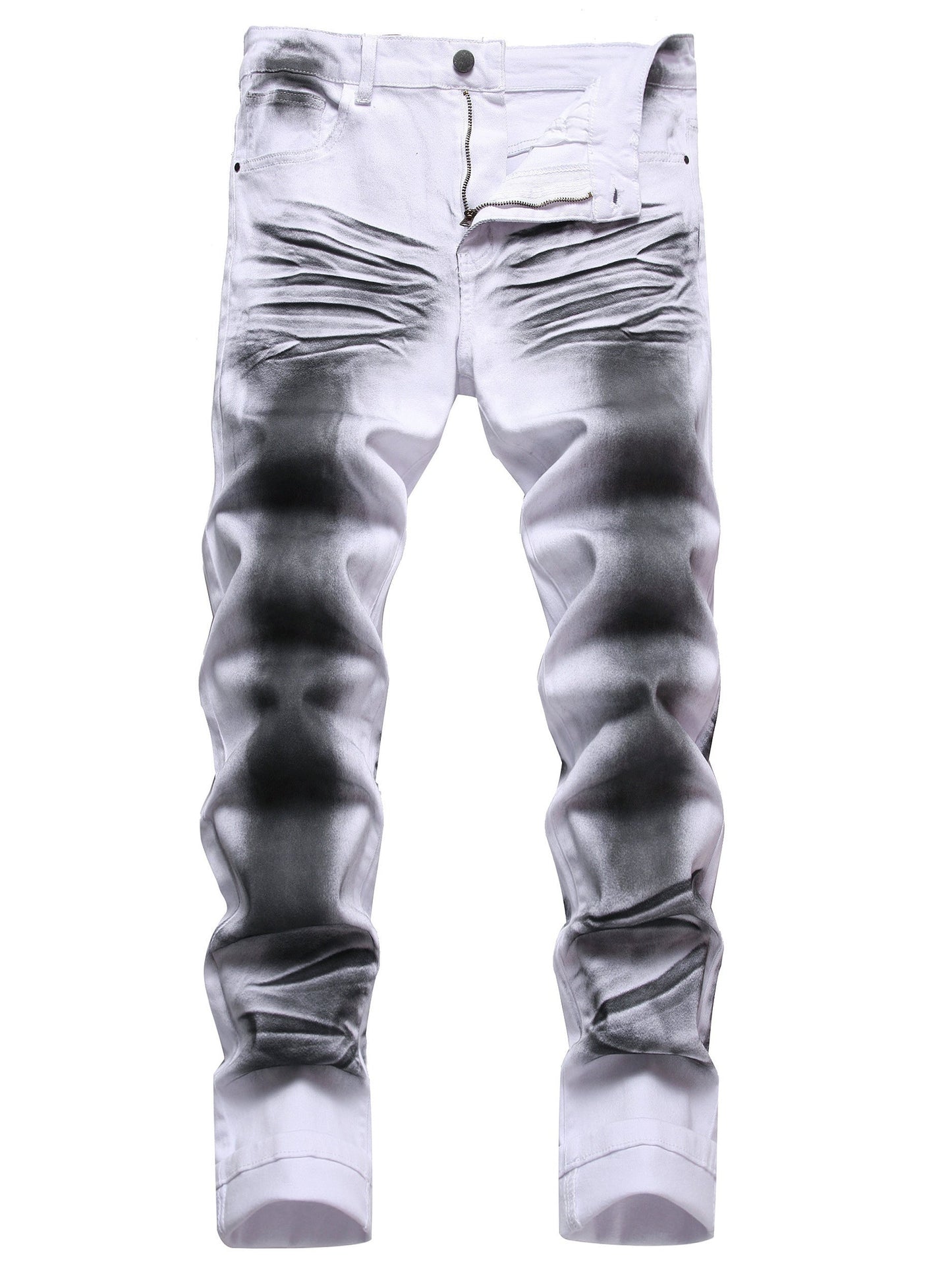 Men's Slim Fit Jeans - Classic Wash Clean Finish Streetwear – White – White option – main product image