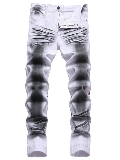 Men's Slim Fit Jeans - Classic Wash Clean Finish Streetwear – White – White option – main product image