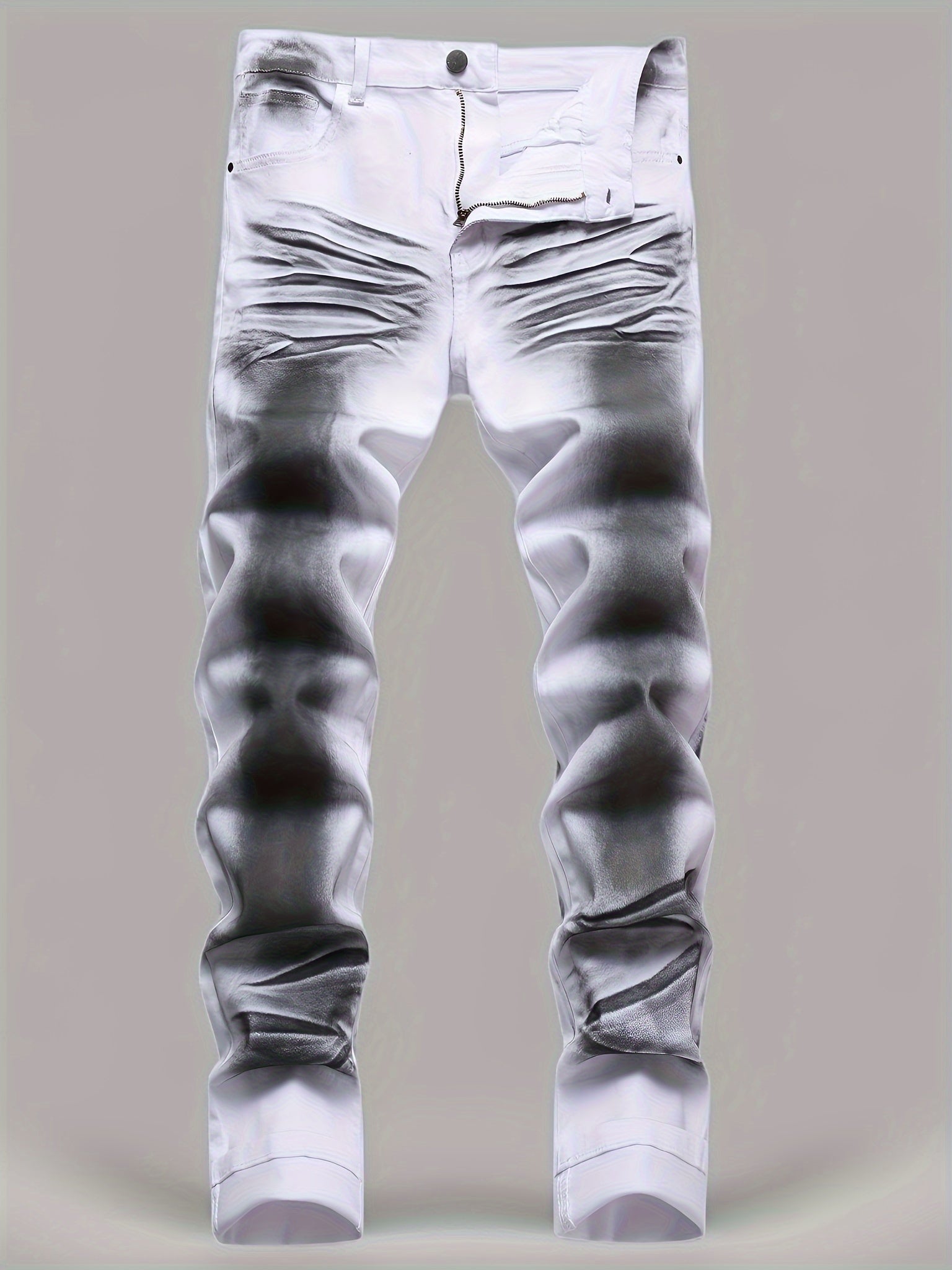 Men's Slim Fit Jeans - Classic Wash Clean Finish – White And Black – White option – main product image