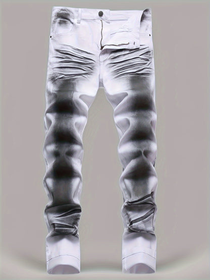 Men's Slim Fit Jeans - Classic Wash Clean Finish – White And Black – White option – main product image