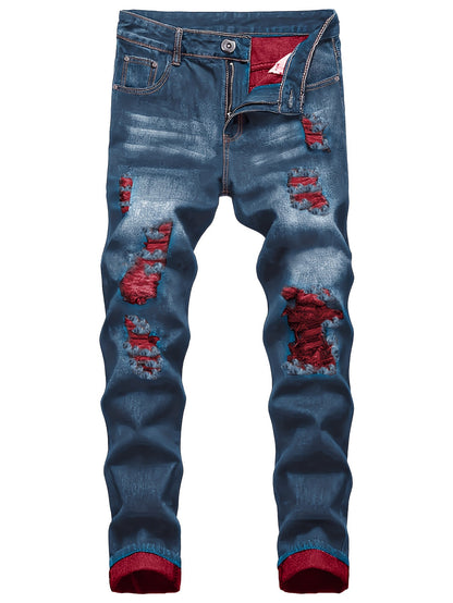 Men's Slim Fit Jeans - Classic Wash Distressed – 3-Color Selection – view 6