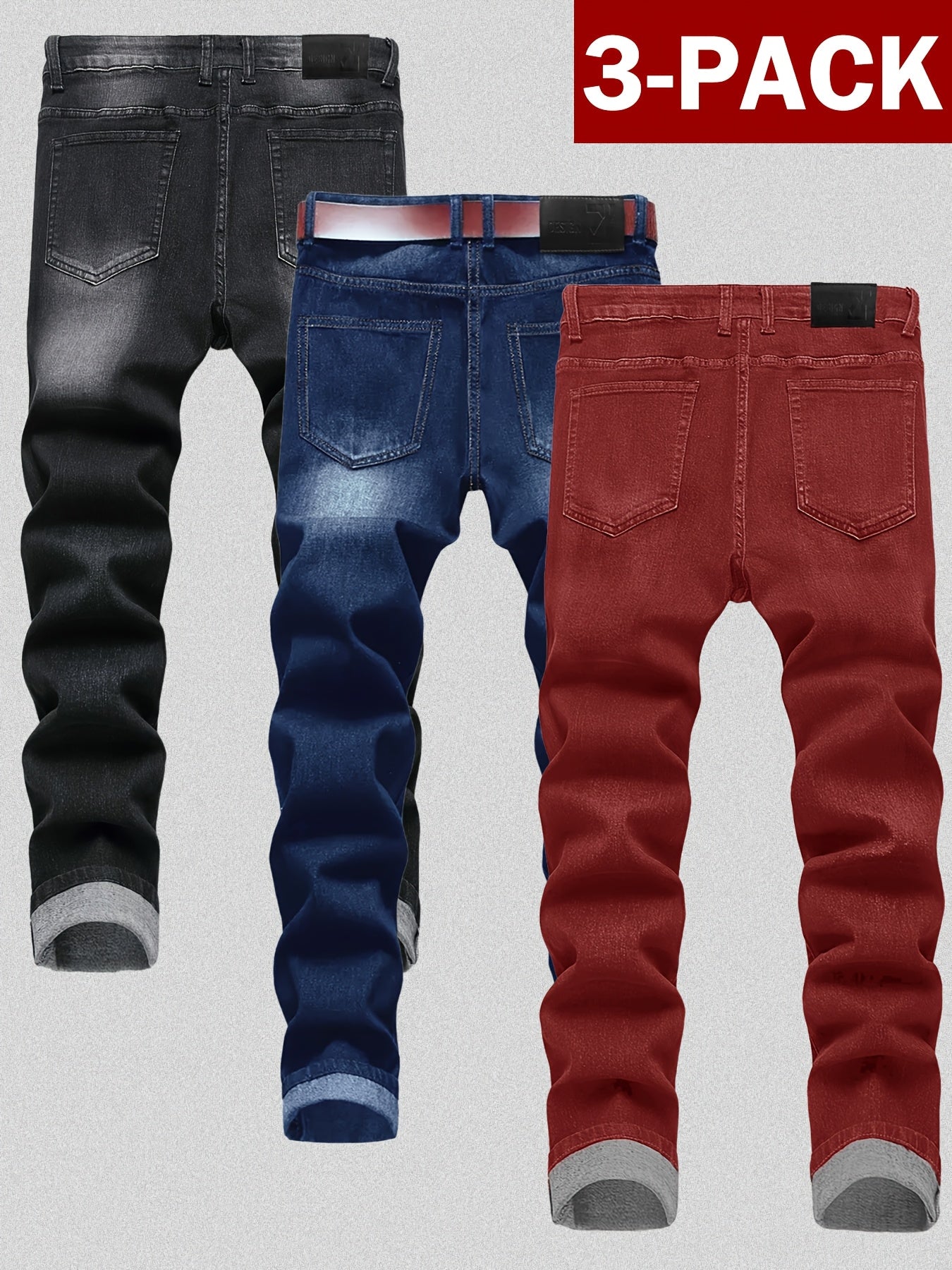 Men's Slim Fit Jeans - Classic Wash Distressed – 3-Color Selection – view 9