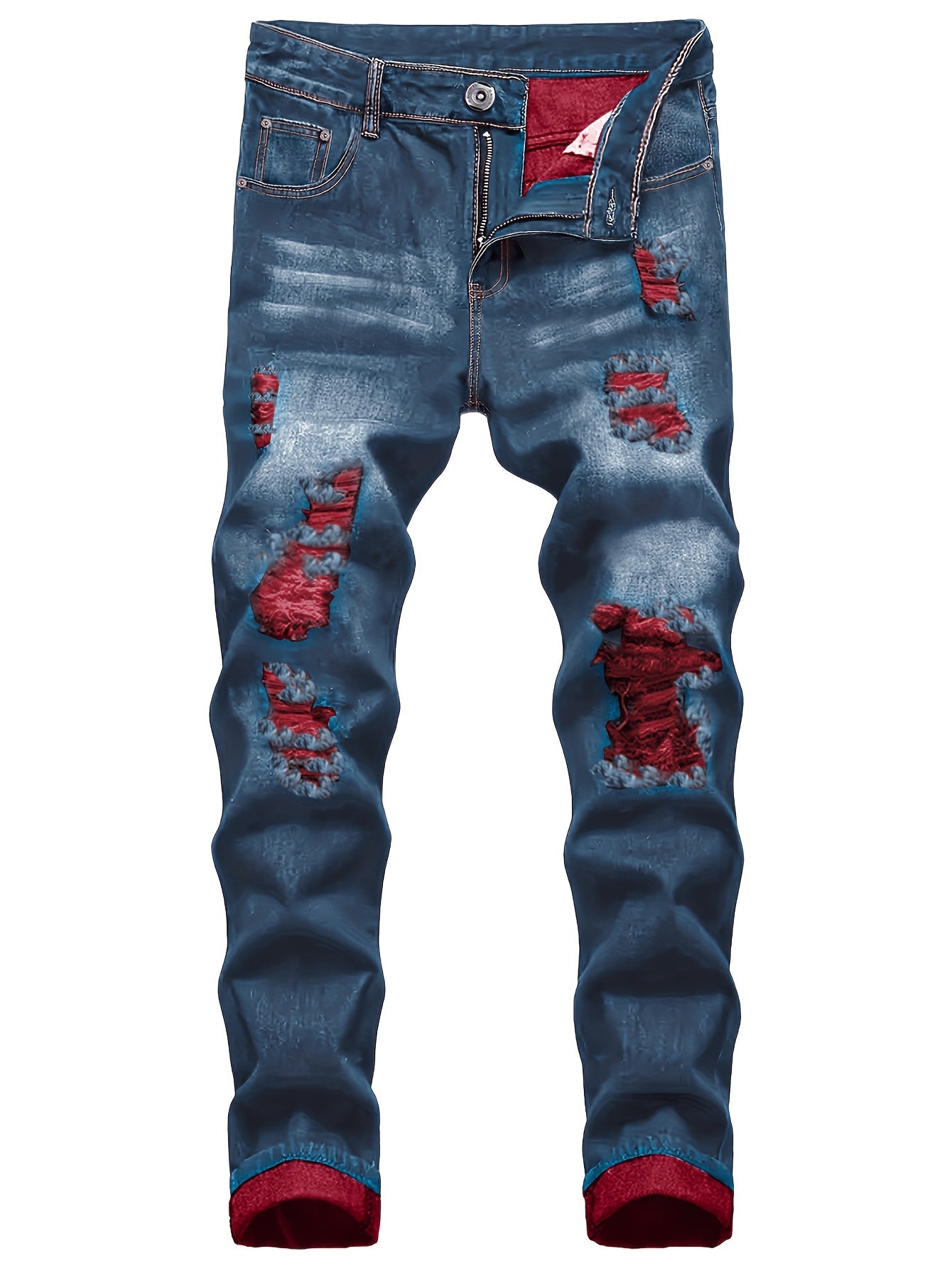 Men's Slim Fit Jeans - Classic Wash Distressed – 3-Color Selection – view 13