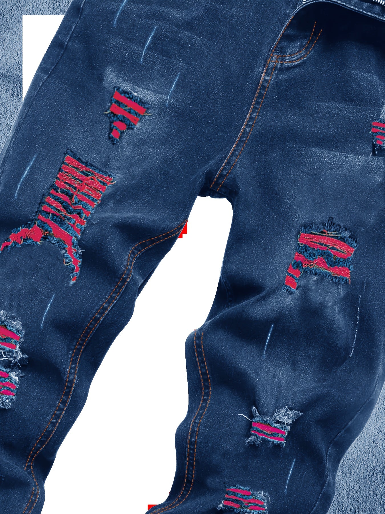 Men's Slim Fit Jeans - Classic Wash Distressed – 3-Color Selection – view 14