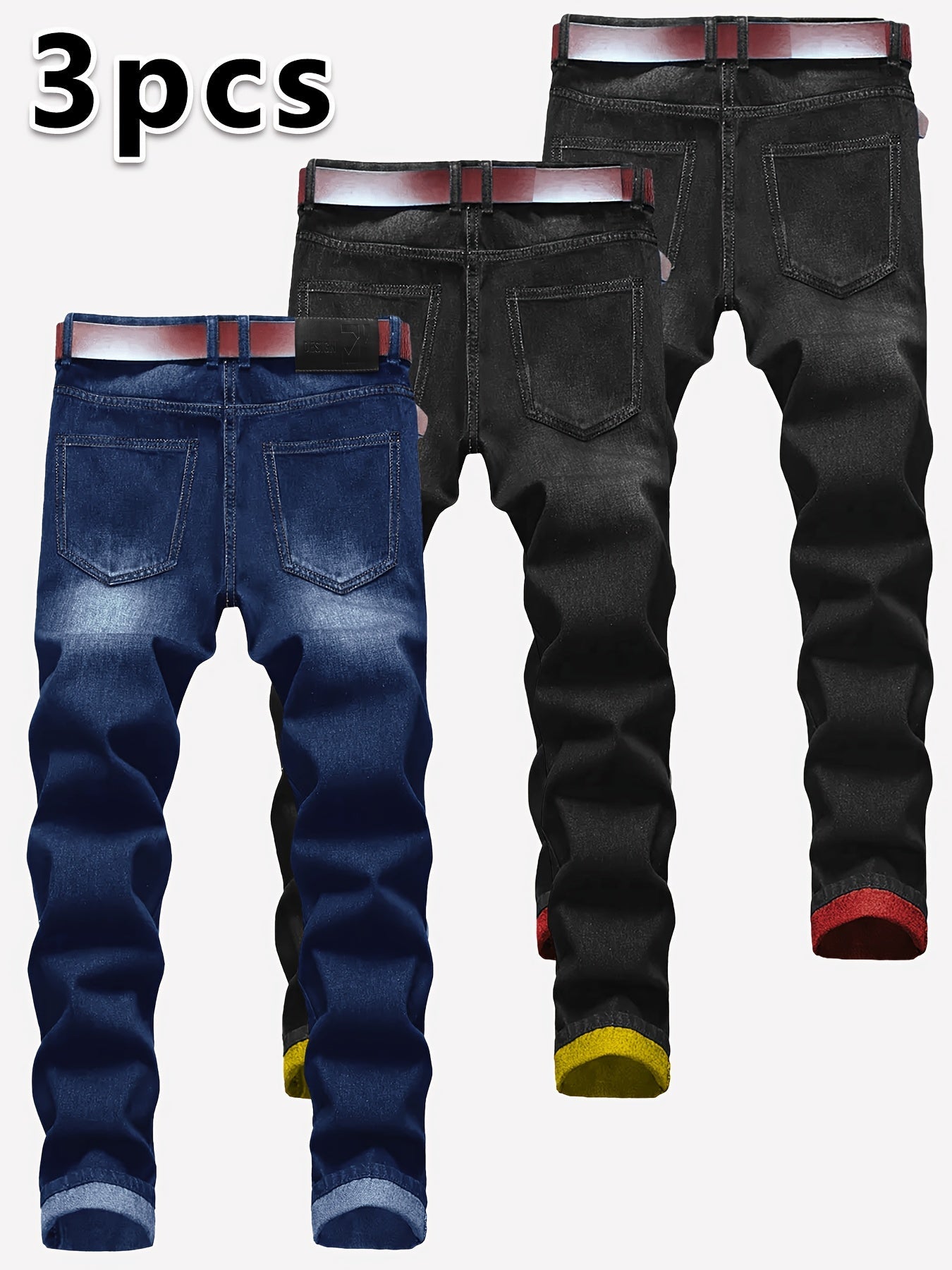 Men's Slim Fit Jeans - Classic Wash Distressed – 3-Color Selection – view 17