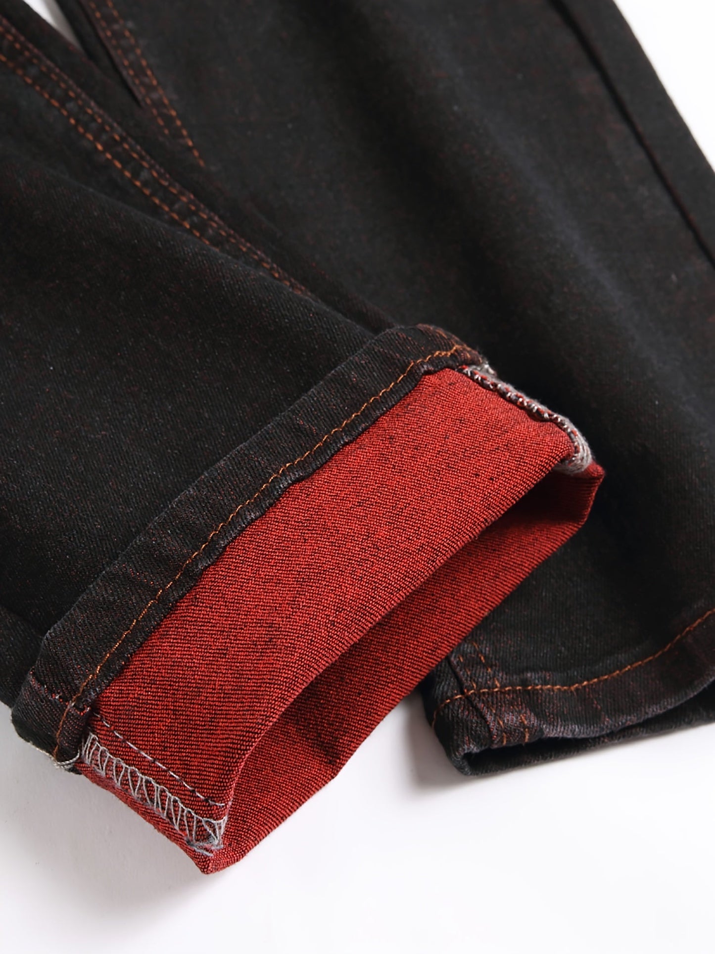 Men's Slim Fit Jeans - Classic Wash Distressed – Black Red – view 4