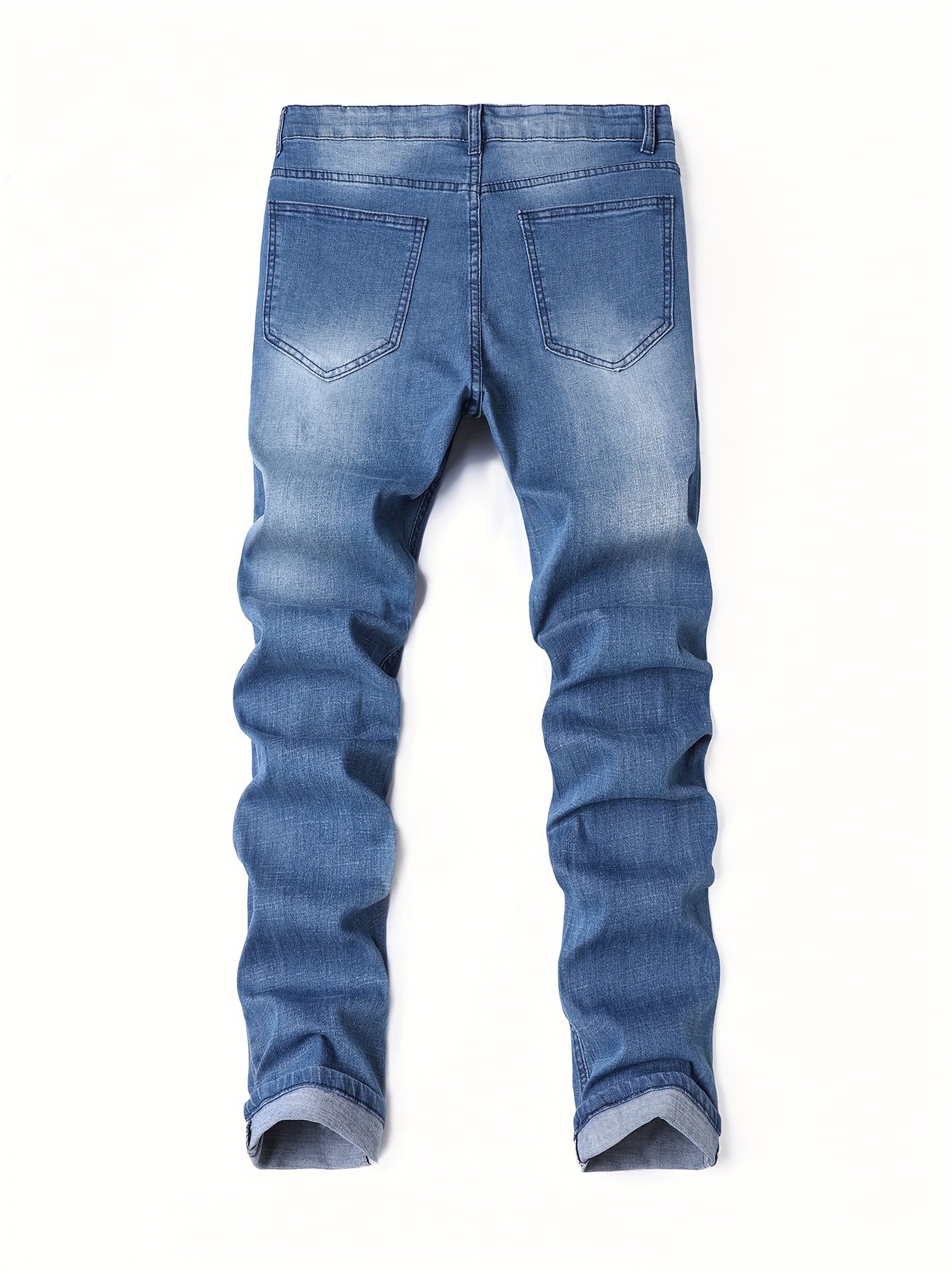 Men's Slim Fit Jeans - Classic Wash Distressed – Blue Denim Wash 71941 – view 8
