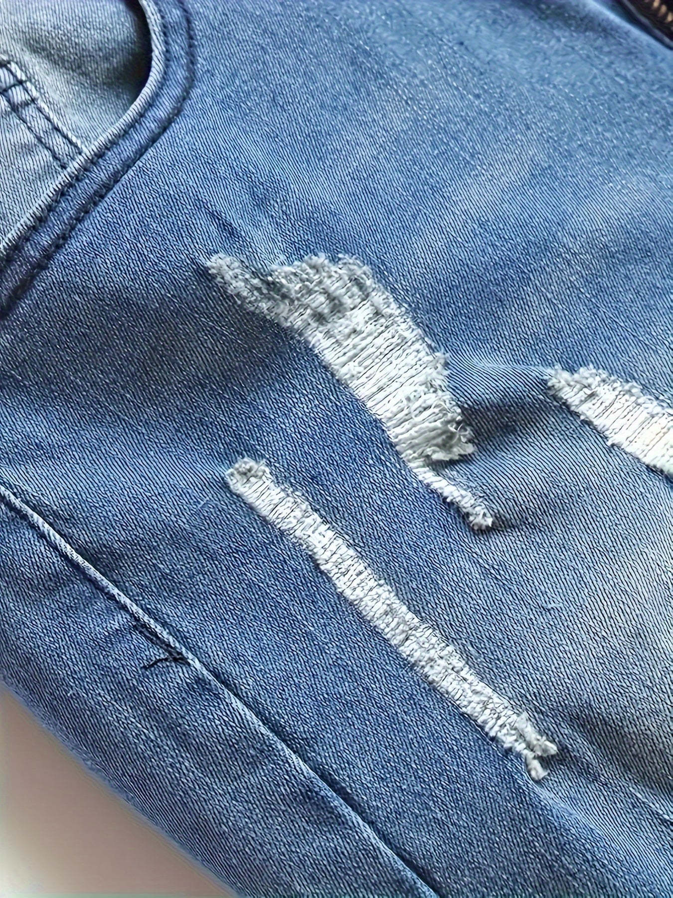 Men's Slim Fit Jeans - Classic Wash Distressed – Blue Denim Wash 71941 – view 9