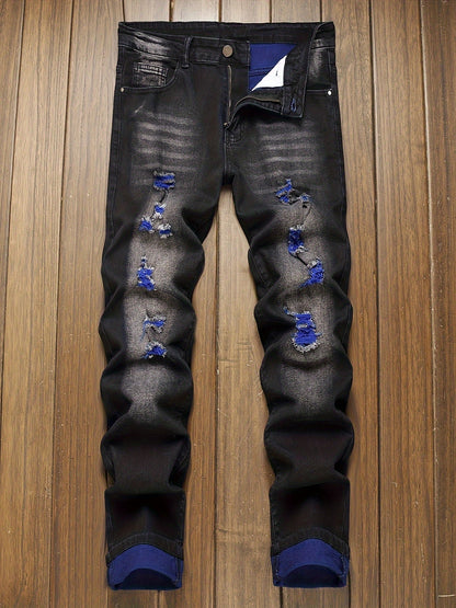 Men's Slim Fit Jeans - Classic Wash Distressed – Classic Rise / Black – view 5
