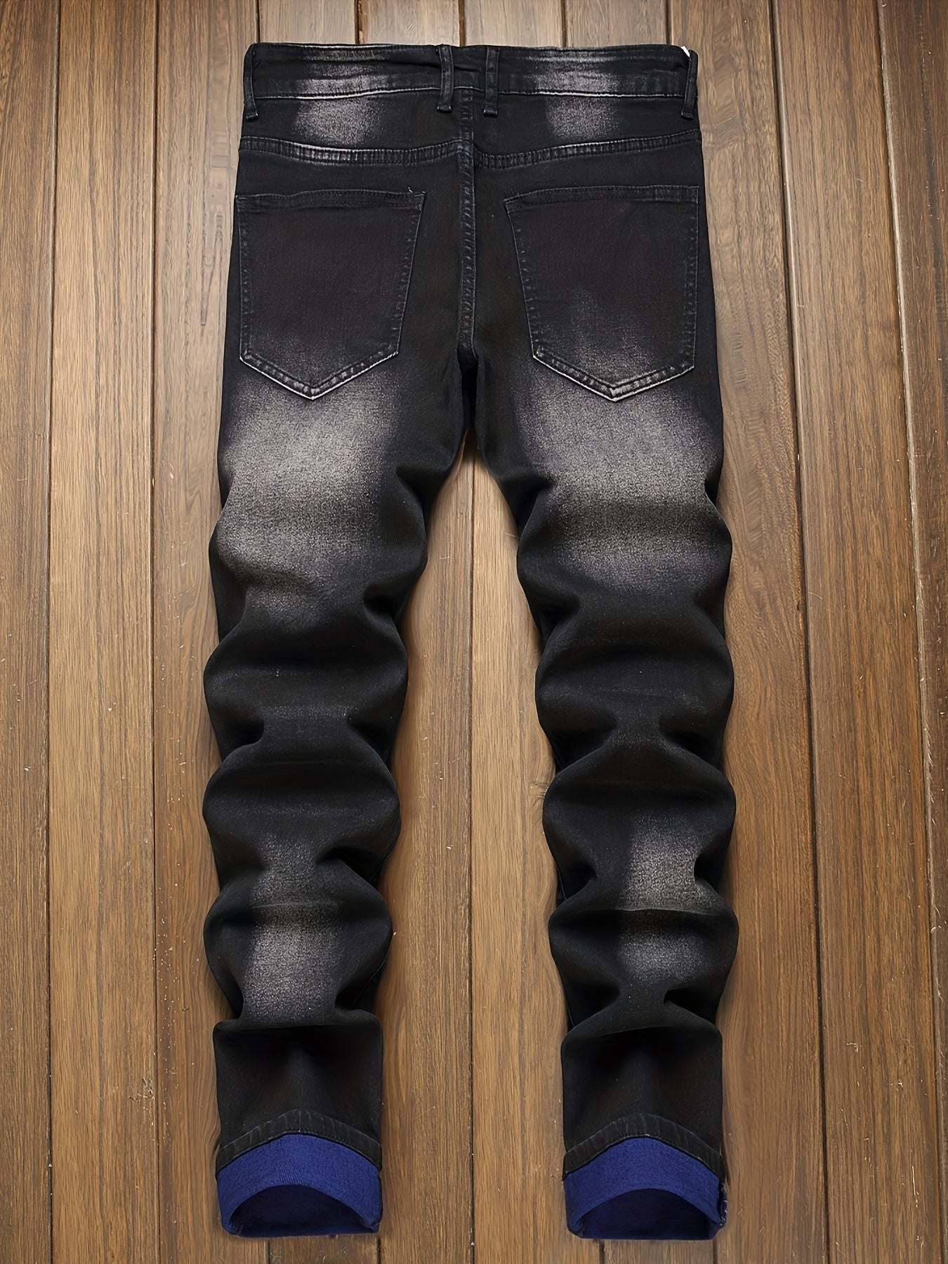 Men's Slim Fit Jeans - Classic Wash Distressed – Classic Rise / Black – view 6