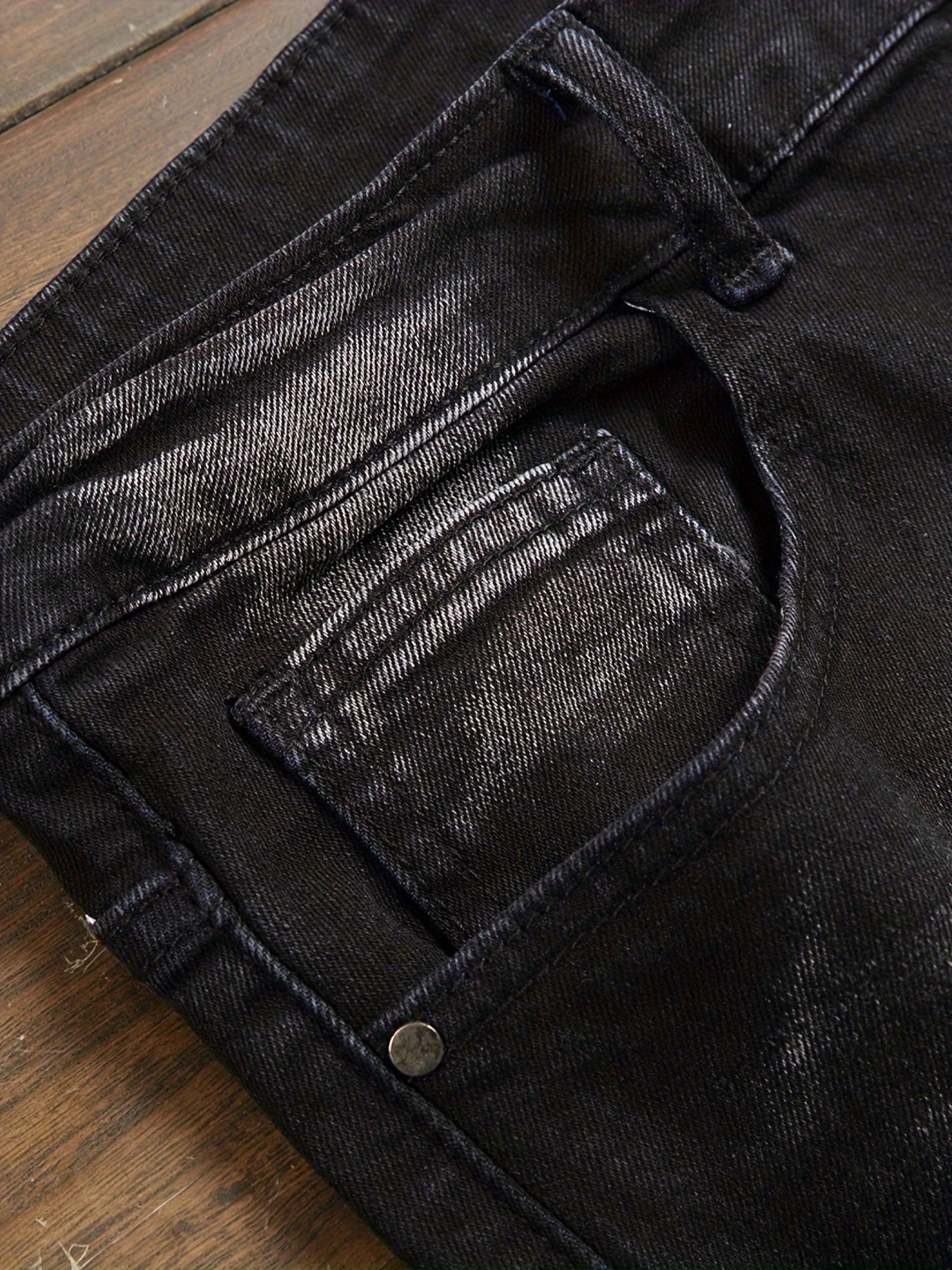Men's Slim Fit Jeans - Classic Wash Distressed – Classic Rise / Black – view 7
