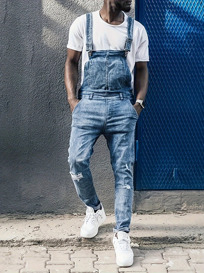 Men's Slim Fit Jeans - Classic Wash Distressed – Classic Rise / Blue Denim Slim-Fit – view 6