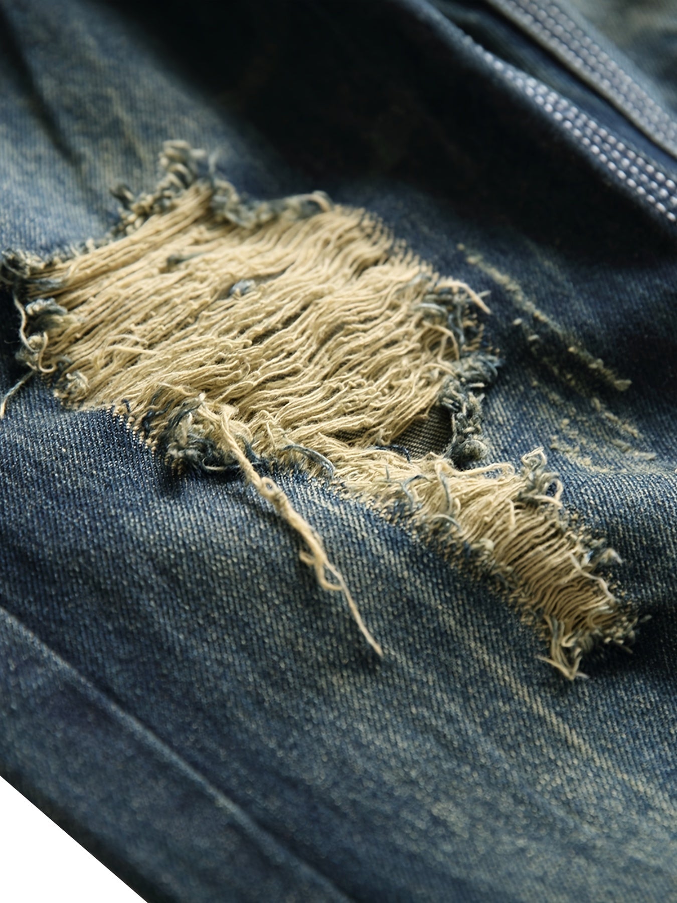 Men's Slim Fit Jeans - Classic Wash Distressed – Dark Blue – view 4
