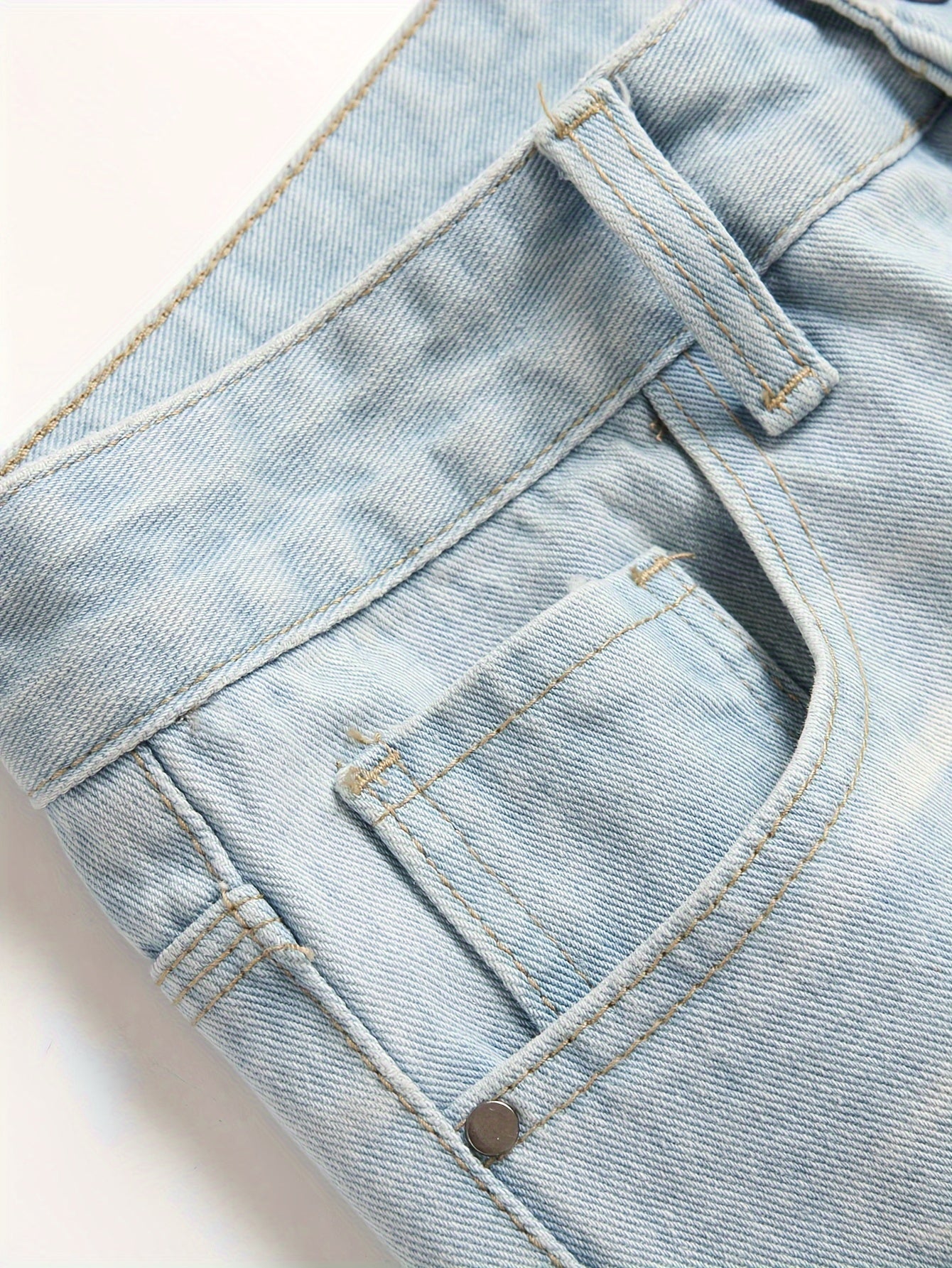 Men's Slim Fit Jeans - Classic Wash Distressed – Light Cyan – view 14