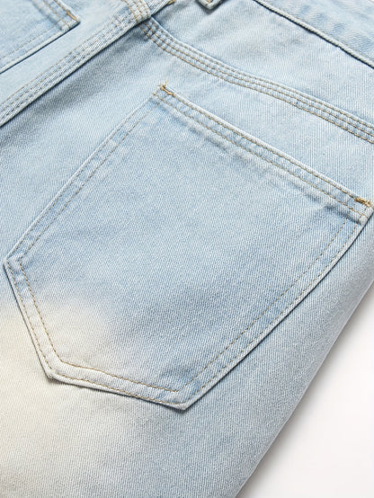 Men's Slim Fit Jeans - Classic Wash Distressed – Light Cyan – view 17