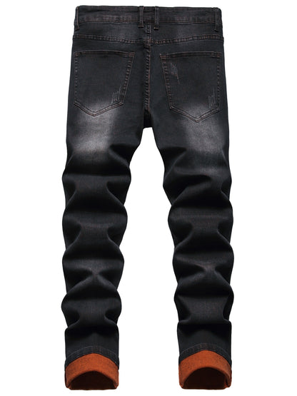 Men's Slim Fit Jeans - Classic Wash Distressed – Light Green – view 12